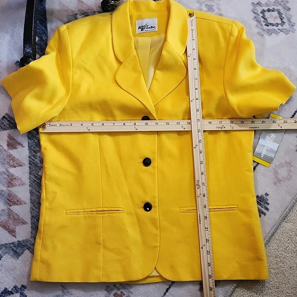 Vintage Katie Brooke Yellow Three Button Jacket Blazer 14 - Picture 10 of 10